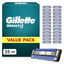 Смінні леза для чоловічої бритви Gillette Mach 3, оригінальні, сині, 25 шт.