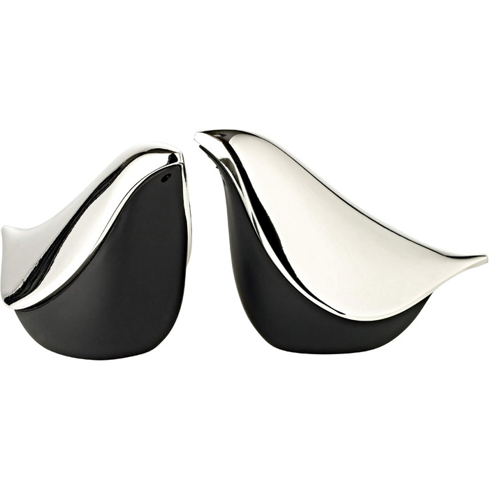 EDZARD Salt & Pepper Shakers Dove (H 6 cm) in Black & Silver - Table Set Pepper & Salt Shakers, Storage - Salt & Pepper Shakers as Decoration, Spice Shakers as Gifts for Festive Occasions