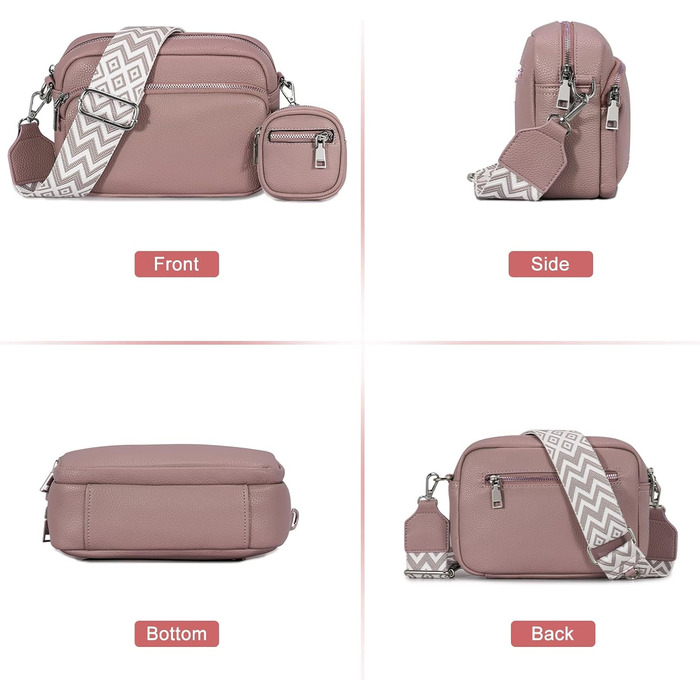 Сумка жіноча через плече крос-боді PU шкіра (темно-рожева) з віднімним ремінцем