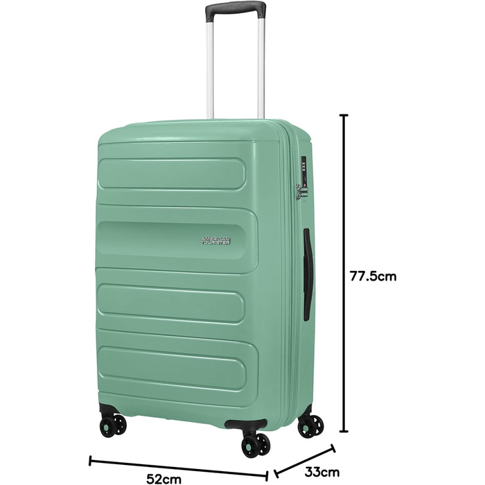 American Tourister Sunside Spinner Luggage, 55 cm, 35 Liter, Black (Spinner L expandable (77 cm - 106/118 L), Green (Mineral Green))