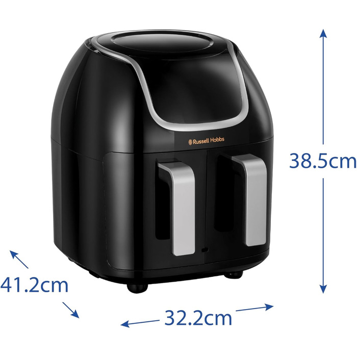 Фритюрниця електрична Russell Hobbs подвійна 8.5л з технологією Rapid Air Fryer, 8 програм, сенсорний екран, кошики 4.25л, посудомийна безпека 27290-56S