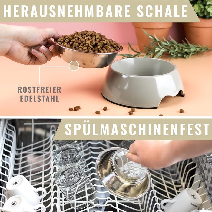 Набір мисок для собак та котів ne&no® Futternapf (2 шт.) середнього розміру (350 мл) | Нековзні миски для собак та котів | Миска для собак (M, Taupe)