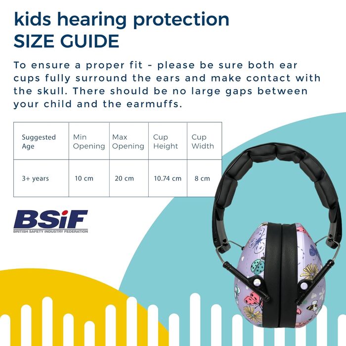 Банд дитячий навушник для захисту від шуму для дівчаток та хлопчиків від 2 років - м'який та регульований - (Метелик)