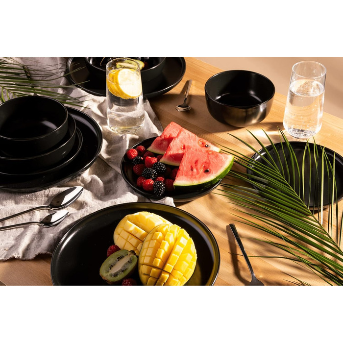 Набір посуду Konsimo VICTO: 24 елементи, сірий. Сервіз для 6 осіб з 18 тарілок з кераміки. Набір посуду для сім'ї.