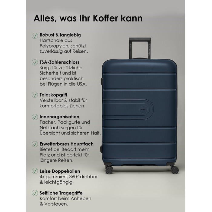 Набір валіз REDOLZ Essentials 11 Trolley Set 3-teilig Midnight Blue (56 см) – розширюваний