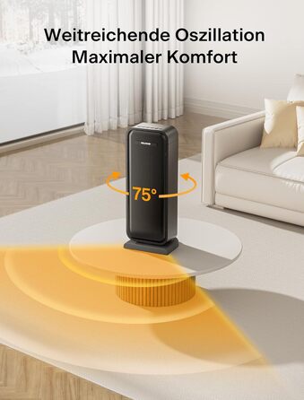 Електрична теплова гармата PELONIS 2000W, керамічна, з термостатом, таймером та захистом, чорна