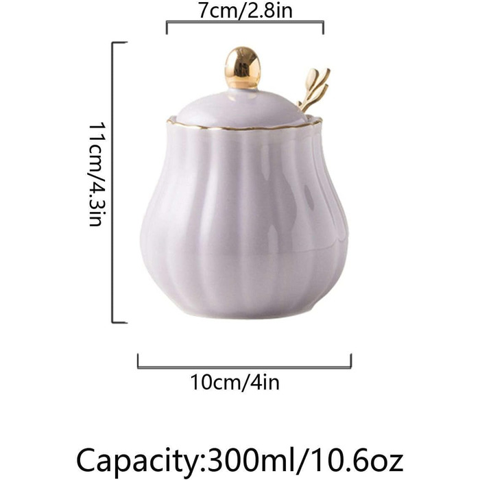 Ceramic Sugar Bowl with Spice Jars, Solid Color Sugar Bowl with Lid and Spoon, Ceramic Sugar Storage Jar, Porcelain Sugar Pot (Purple)