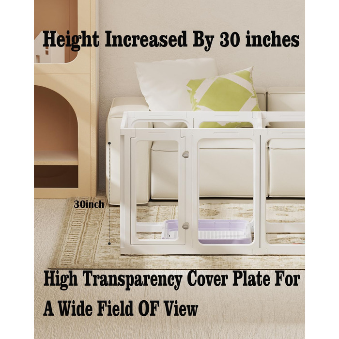 Льотний загін для цуценят у приміщенні: стабільний прозорий акрил, 10 панелей, 76,2 см, легка збірка, універсальний для собак, котів, кроликів