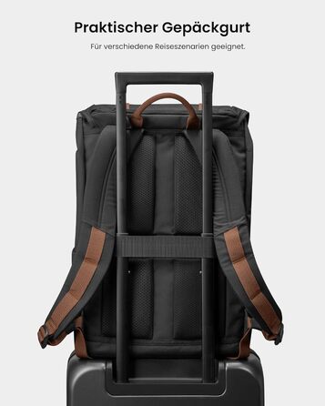 Tomtoc Laptop Backpack for Women and Men, Vintage Daypack Daypack Casual Backpack with 22 Liters for Everyday Use, Leisure, University, School, Classic Backpacks Fits 13-15.6 Inch Laptops, Black