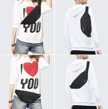 Чоловіча/Жіноча поясна сумка MAXTOP для активного відпочинку, спорт, подорожі (4 відділення, водонепроникна, чорна)