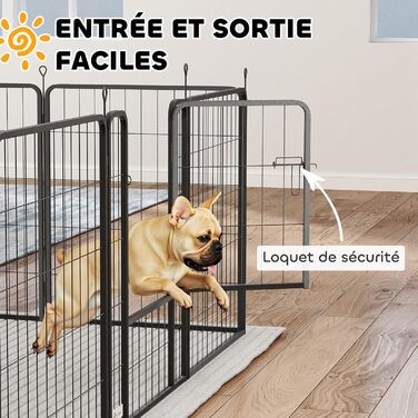 PawHut Забіг для собак, сталевий вольєр з 12 панелей, складаний, 60H см, 2 двері, для малих собак, чорний (204 x 204 x 80 см)