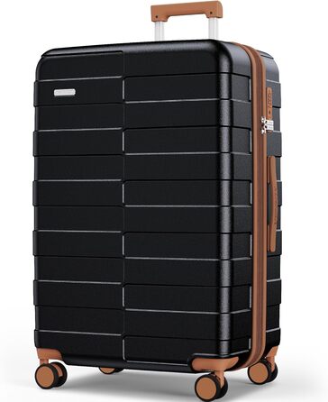 Чемодан VIPbox з жорстким корпусом 75 см (3 роки VIP-сервісу) Розширюваний, легкий, з полікарбонату, велика місткість, з 4 колесами та TSA-замком, преміум-якість, чорний XL