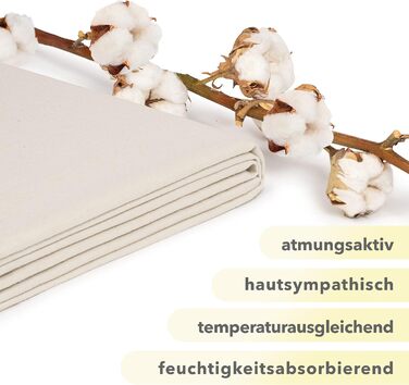 STUDIO Molton Mattress Protector 140x200cm, Made in Green, 100% breathable cotton, Made in Germany, Mattress topper with corner elastics 140 x 200 cm, Natural colors