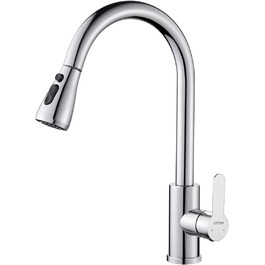 Змішувач для кухні Cobbe з висувною лійкою, 2 режими, високий поворотний вилив, однорідний важіль (хром)