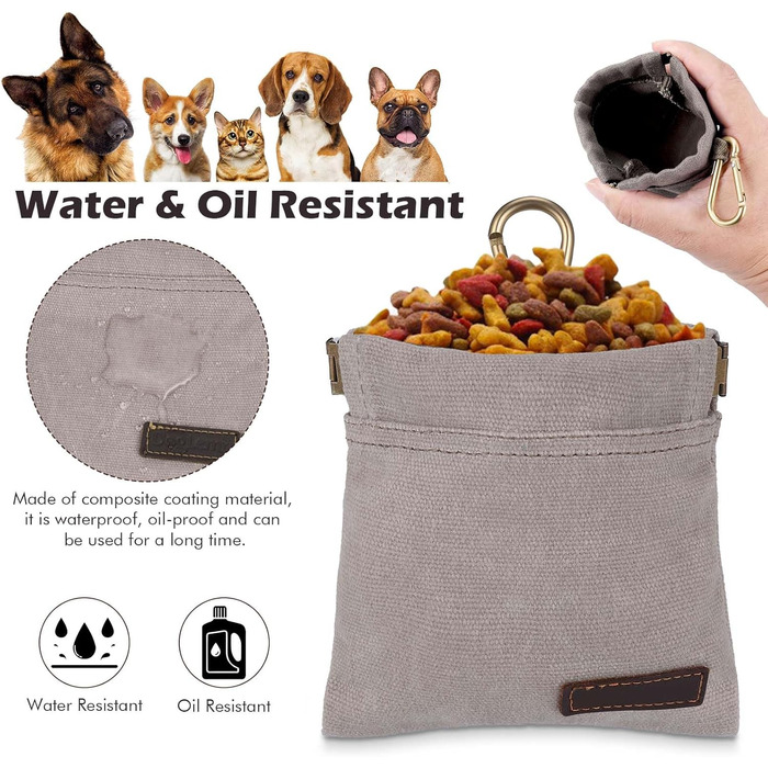 Футляр для ласощів для собак, малий, з автоматичним закриттям, для тренувань, сірий