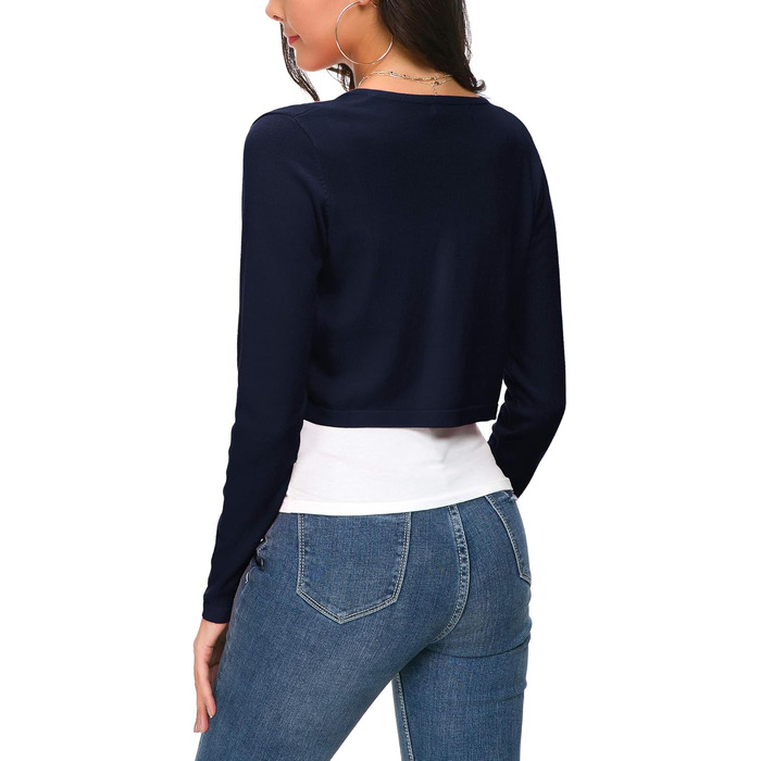 Болеро жіноче EXCHIC трикотажне з ґудзиками, довгий рукав, темно-синій (Navy Blue) - ідеально для суконь