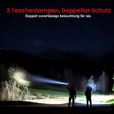 Ліхтарик Shadowhawk LED перезарядна 2 шт. | Тактичний ліхтарик (2 вимикачі) 500000 люмен, дальність до 1000м, час роботи 12 год для кемпінгу/відпочинку на природі/походів, регульована яскравість, чорний