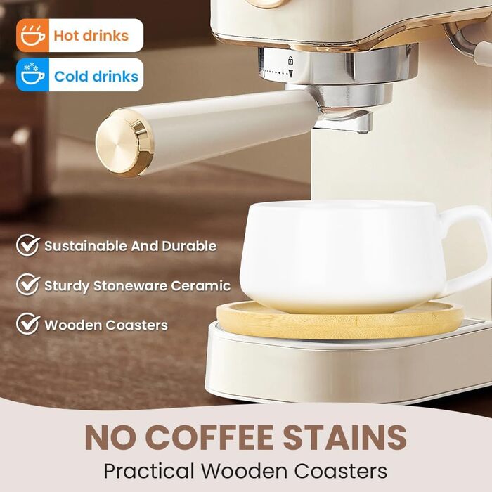 Набір кавових чашок капучино з блюдцем, 4 шт. Об'єм 320 мл, з кераміки, товстостінні, для еспресо, капучино, лате (чорний)