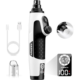 Шліфувальник кігтів для собак Casfuy Smarter Krallenschleifer 6-ступінчатий – 50% потужніший, з 2 LED-лампами, тихий, акумуляторний, для собак та котів великих, середніх та малих порід, білий