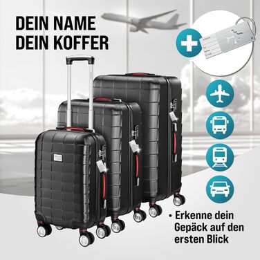 Набір валіз MONZANA® 3шт з TSA замком, органайзером, вагами та ременем. Чорний, M-L-XL