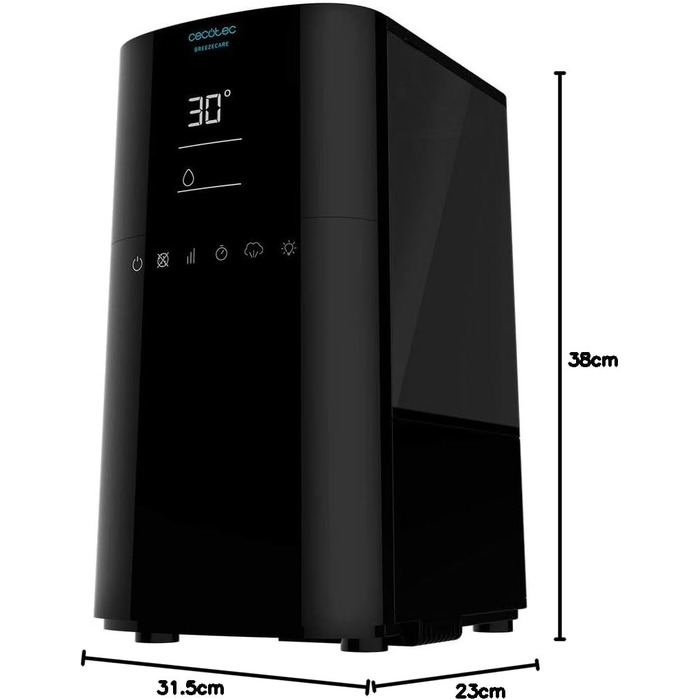 Зволожувач повітря Cecotec BreezeCare 4000 Connected: 6 л резервуар, 400 мл/год, Wi-Fi, сенсорне управління, плазма, 40 м², таймер 12 год, 30W (холодний) / 110W (гарячий)