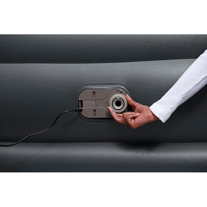 Надувний матрац Novaluxe з електронасосом та подушкою, сірий 203x152x56 см