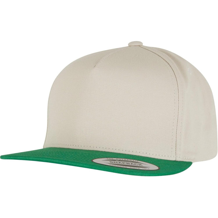 Кепка бейсболка Flexfit Unisex Classic 5 Panel Snapback, універсальний розмір, бежево-зелена