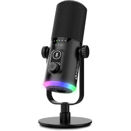 USB/XLR мікрофон для геймінгу та запису FDUCE з RGB-підсвічуванням, регулятором посилення та кріпленням на підставці (D30)