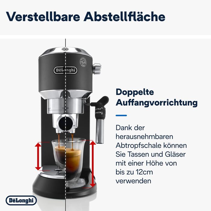 Еспресо-машина De'Longhi Dedica Style EC 685.B – компактна модель з професійним капучинатором, 1 л резервуар, чорний колір