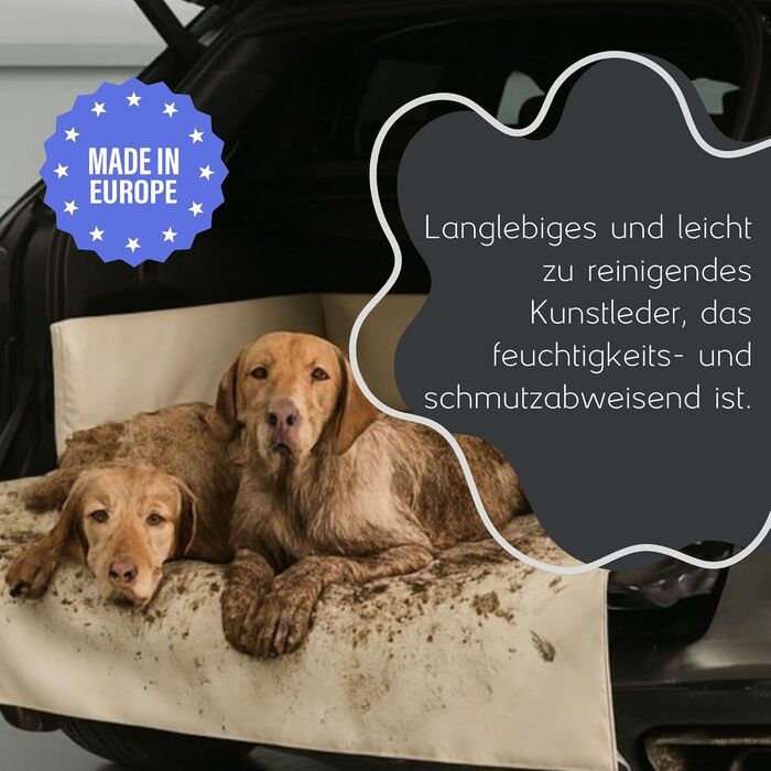 Килимок для собак у багажник Golden Dog, захист сидінь авто, штучна шкіра, 110 x 90 см, кремовий