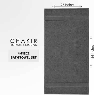 Набір розкішних рушників Chakir Turkish Linens з турецької бавовни, 6 предметів, готельна якість (2 рушники для ванни, 2 рушники для рук, 2 рукавника), темно-сірі