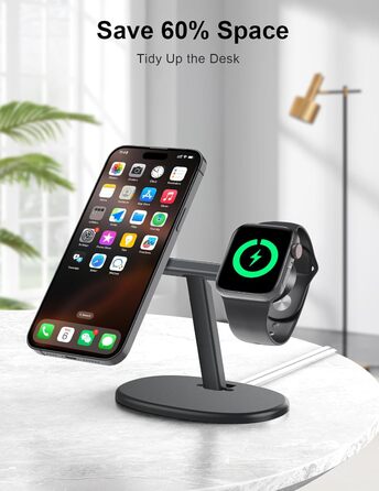 Зарядний пристрій 2-в-1 EWA для MagSafe та Apple Watch (Чорний)