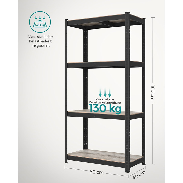 SONGMICS 4-Tier Adjustable Storage Shelf