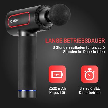 Масажний пістолет Fitleap Pro: 6 насадок, 6 режимів, 3200 об/хв, USB-C, для шиї, спини, плечей та ніг