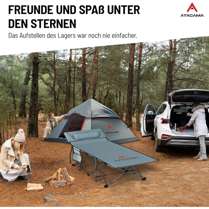 Ліжко похідне Atacama складане, ультралегке для кемпінгу та риболовлі, комфортне, портативне, розмір XXL 190x68x38 см