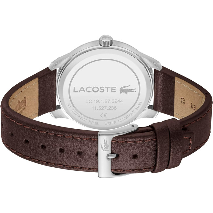 Годинник чоловічий Lacoste Lisbon з шкіряним ремінцем (коричневий) - кварцовий механізм