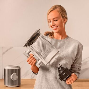 Cecotec Stand Mixer Grand Katana 2700MAX Total Destroy with Maximum Power 2700W, Counter-Rotating Technology, 8-Blade Knife with Black Titanium Coating, Heat-Resistant Jug 1.8L White