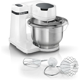 Кухонний комбайн Bosch Serie 2 MUMS2EW00, 700 Вт, 3,8 л, білий, металева чаша, планетарне змішування, насадки з нержавіючої сталі, 4 швидкості, розширюється аксесуарами