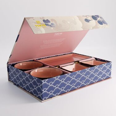 Набір посуду Grau від Tokyo Design Studio: 2 тарілки, 2 соусники, 2 рисові миски, 2 палочки для їжі, 8 предметів, кераміка