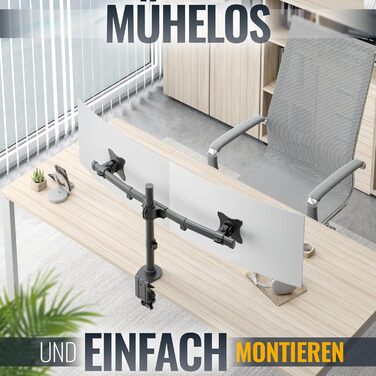 Підставка для монітора RICOO TS7811 - 2 монітори, кріплення для 13-27 дюймів, гнучкий гриф, для ПК та ігор