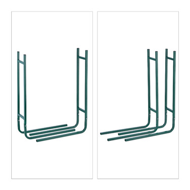 Relaxdays Dark Green Steel Firewood Rack