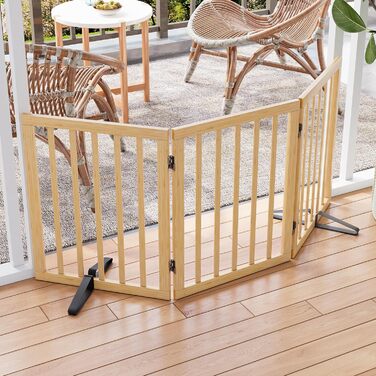Бамбукове переносне захисне ґратка для собак Semiocthome, 3 секції, для дому, 61 см (H), розширюється до 140 см