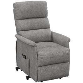 HOMCOM Electric TV Recliner Chair with Lift Assist, Recliner with Lie-Flat Function, TV Chair in Linen-Look with Side Pocket & Remote Control