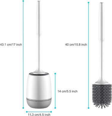 Силіконова щітка для унітазу EWEIMA з швидким висиханням та настінним кріпленням, 11.3 x 14 x 43.1 см
