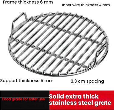 Решітка для гриля з нержавіючої сталі, круглі, різні розміри, для барбекю, кемпінгу, саду, рівномірний нагрів (діаметр 35 см)