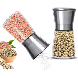 Набір ручних мельниць для солі та перцю 2 шт. з регульованим керамічним жорном, 180 мл