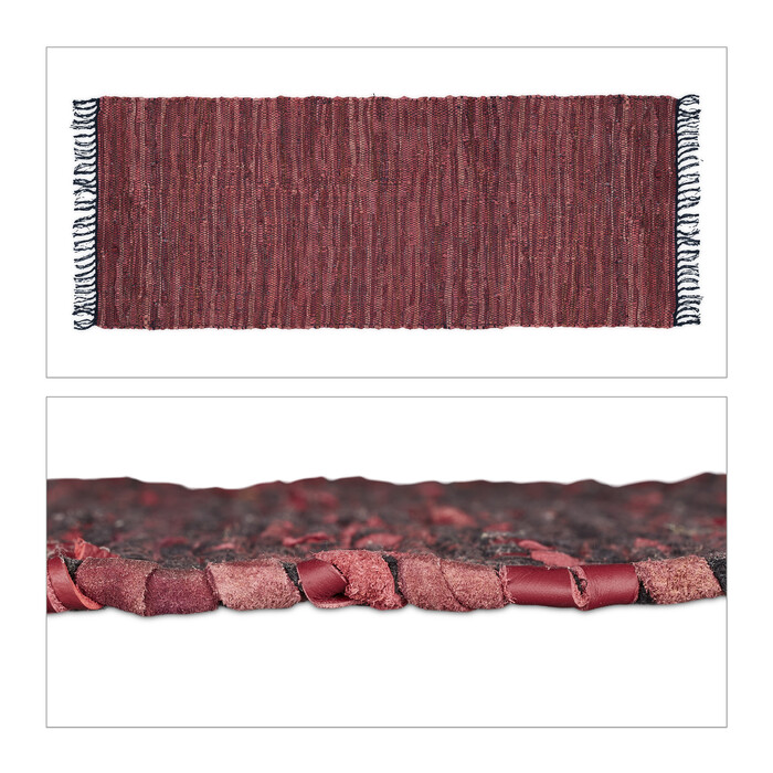 Relaxdays Leather and Cotton Patchwork Rug