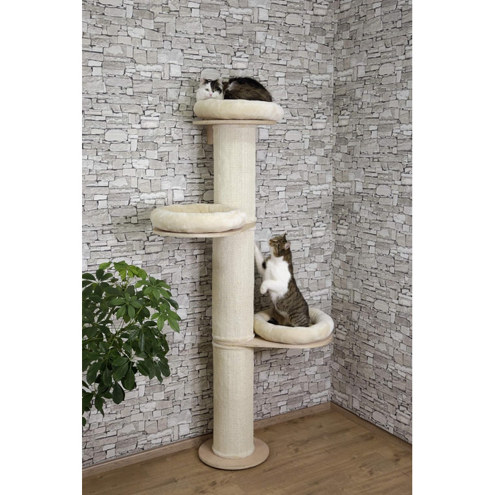 Kerbl Scratching Post Dolomit Tower (Beige, 187 cm height, 22 cm diameter, sisal carpet on the pillars) 81638