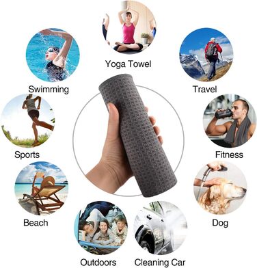 Рушник мікрофібра Sunland для спорту, подорожей, 40x80 см, сірий, швидковисихаючий, ультрам'який