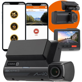 Відеореєстратор Mio MiVue 955W Pro 4K з GPS, Wi-Fi та нічним баченням HDR. STARVIS 2 (IMX678). 3 роки гарантії.